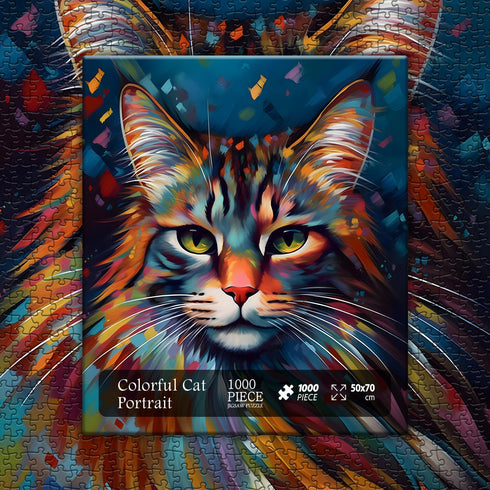 Cat Puzzles for Adults, 1000 Pieces Animal Kitten Portrait Painting, Challenging Art Puzzle