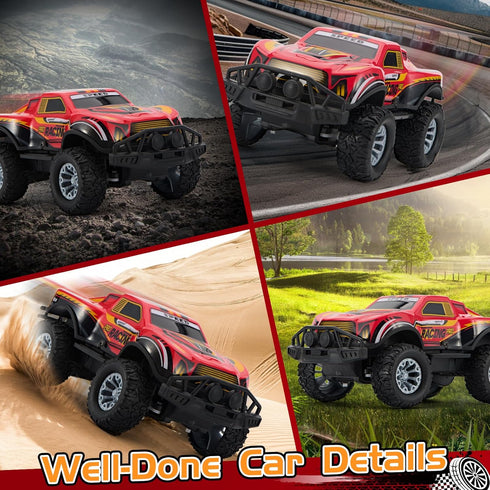 2.4GHz 1:20 Remote Control Cool Off-Road Vehicle Truck, RC Car with LED Lights, Scale Off-Road Vehicle, Red RC