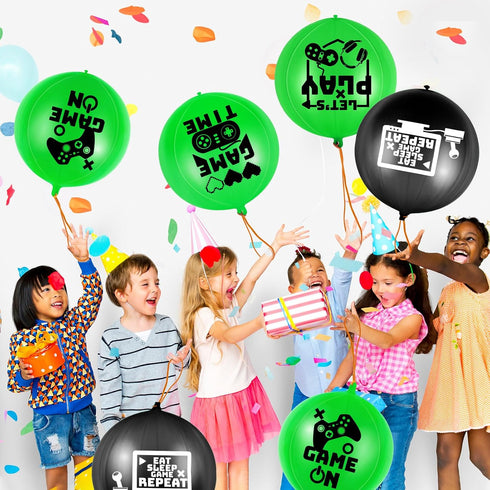 32 Pcs Video Game Punch Balloons, Pixelated Punch Balls for Fun Games, Birthday Party Favors Supplies, Goodie Bag
