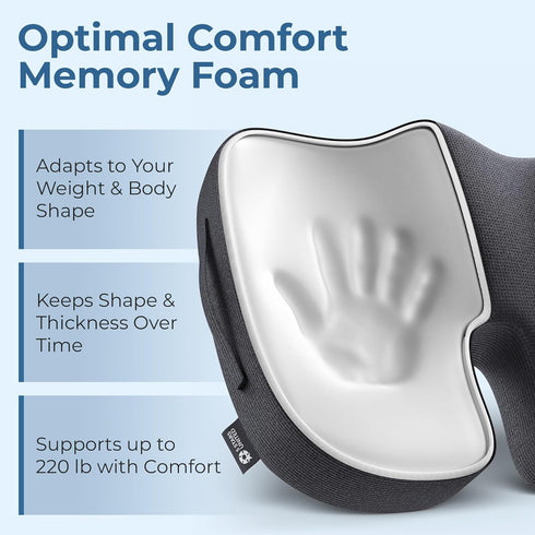 5 Tailbone STARS UNITED Seat Cushion - Memory Foam Chair Cushion for Pain Relief - Ergonomic Support for Coccyx