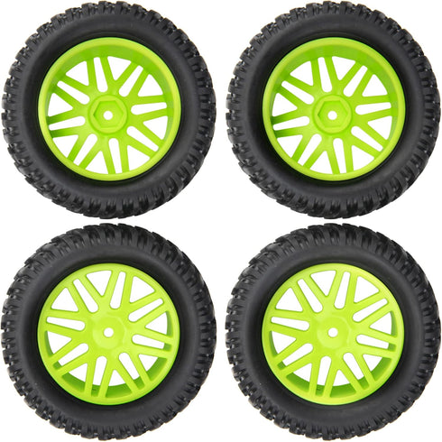 ShareGoo OD 96mm/3.77 RC Rubber Tire w/Plastic Rim 12mm Hex Compatible with HSP 94170 94155 1/10 RC Course Truck Wltoys 1/14 144001 144010 124007 124019 12428 RC Car