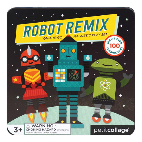 Petit Collage Magnetic Play Set, Robot Remix - Mix & Match Game Board for Ages 3+
