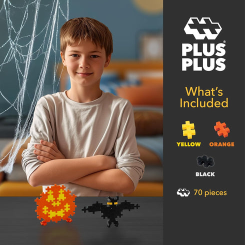 PLUS PLUS 3D Puzzle Building Block Set, 70 Mini Interlocking Pieces, Fun Holiday Activities for Kids, Halloween Mini