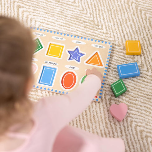 Melissa & Doug Wooden Chunky Shapes Puzzle (8 pcs) - FSC Certified