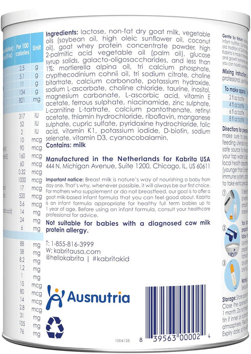 Kabrita Goat Milk Infant Formula - 28Oz Easy to Digest Baby Formula 0-12 Months with Prebiotics, Iron, DHA, Non-GMO
