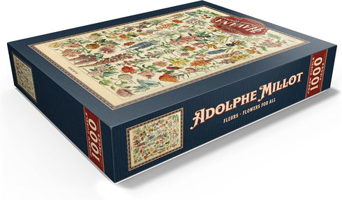 MyPuzzle Fleurs Vintage Art Poster, Adolphe Millot - Premium 1000 Piece Jigsaw Puzzle for Adults