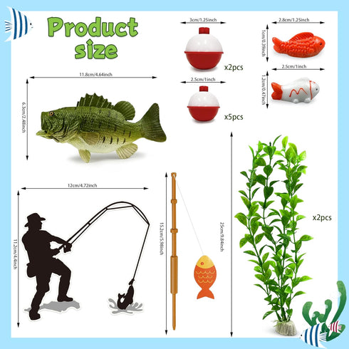 KDPATFAV 14 Pieces Fisherman Themed Decoration Gone Fishing Cake Topper for Retirement Party Supplies