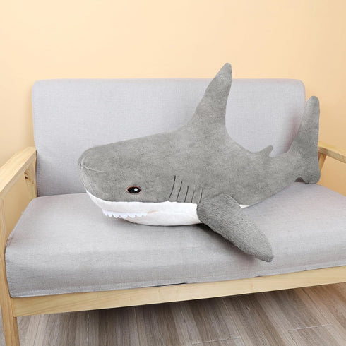 MUPI Shark Plush, 39” Shark Stuffed Animal, Large Shark Pillow Toy, Grey Ocean Stuffed Animal