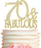 Premium Gold Metal 70 Cake Topper - 70 and Fabulous - 70th Birthday Party Sparkly Rhinestone Decoration, Set in Box