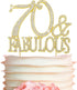 Premium Gold Metal 70 Cake Topper - 70 and Fabulous - 70th Birthday Party Sparkly Rhinestone Decoration, Set in Box