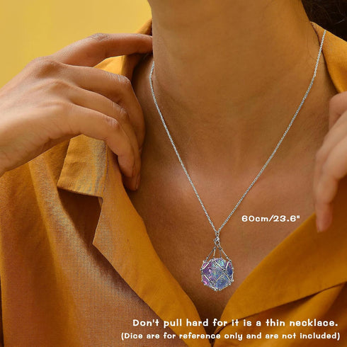DND Dice Necklace: Dice Cage for Interchangeable D20 Dice for Gamers