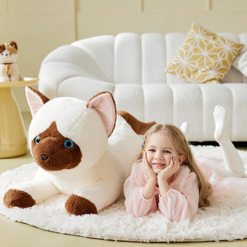 IKASA Giant Siamese Cat Stuffed Animal Plush Toy, Big Jumbo Soft Toy, 30" Cute Huge Size Fluffy Plushie, Gifts for Kids