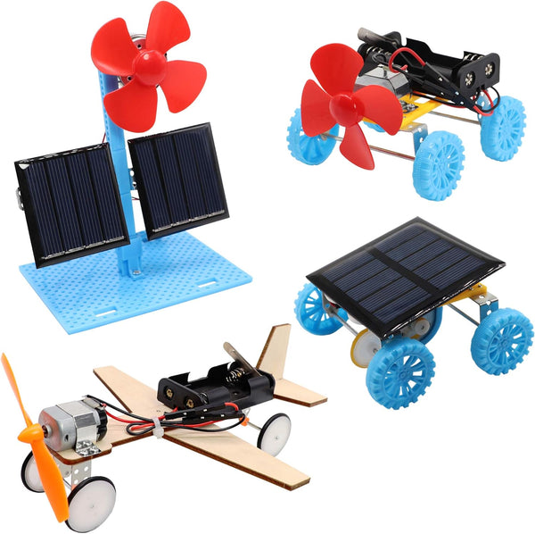 4 in 1 Solar Power & Electric Motor STEM Kits, Science Experiment Projects for Kids, DIY Educational Engineering