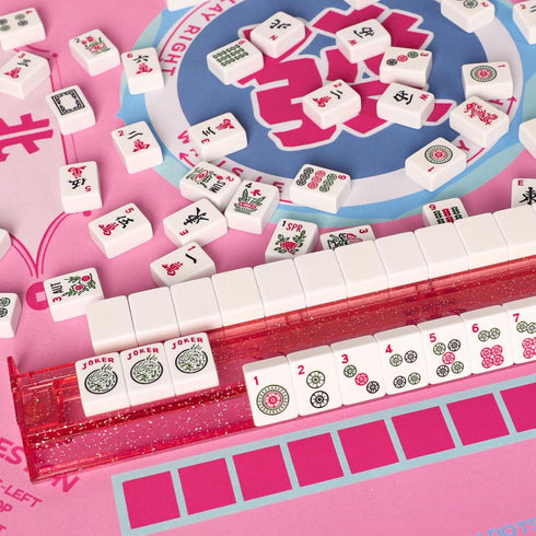 (33 33) TIASUSAN Pink Mahjong Learning Mat with Black Carrying Bag, Anti-Slip, Noise-Reducing Table Cover for Mahjong