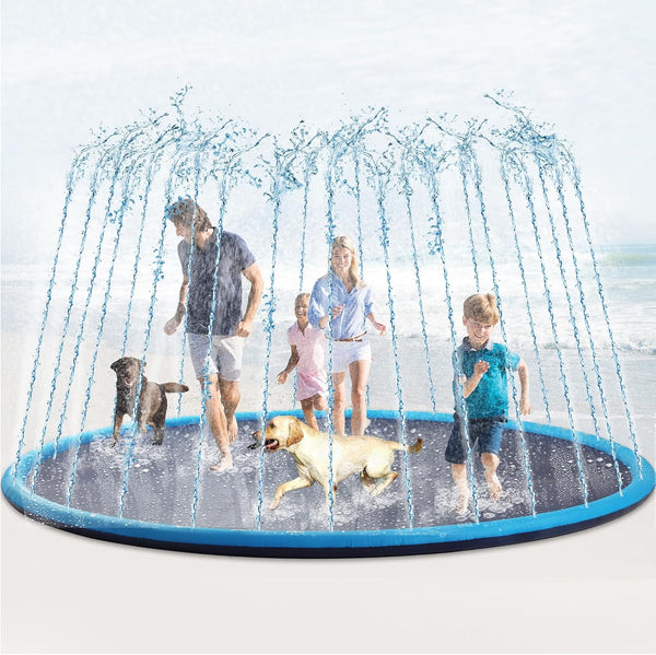 Lewtemi 10 ft Extra Large Non-Slip Splash Pad, 120" for Kids and Dogs, Summer Outdoor Fun Backyard Fountain