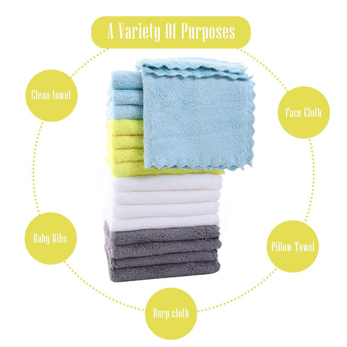 Cute Castle 16 Pack 9" 9", Ultra-Soft Baby Washcloths, - by Gentle on Sensitive Skin for Face and Body, Plush, Super