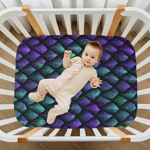 Set Blueangle Fitted Crib Sheets, Soft Breathable Comfortable Baby Sheet for Boys Girls, Dragon Scales Texture Crib