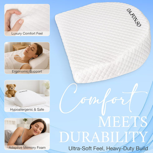 OA.FON.SO Pregnancy Wedge Incline with Removable Cover, Memory Foam Body Positioner for Acid Reflux and Respiratory