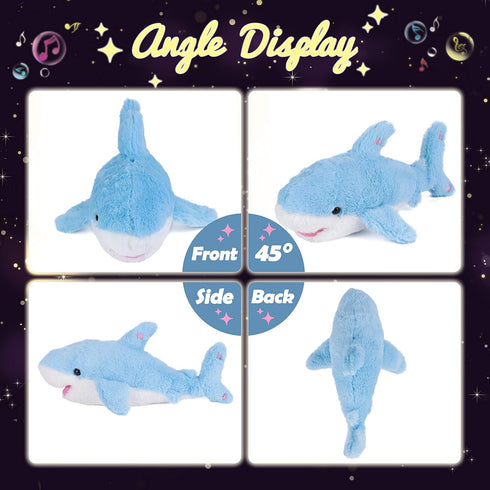 Hopearl LED Musical Stuffed Shark Toy, Lighting Up Singing Plush with Adjustable Volume for Kids, Blue, 16''
