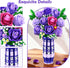 Set 17 CUBIMANA Purple Roses Flowers Building with Vase & LED Light, Mini Flowers Bouquet Building Blocks Toy