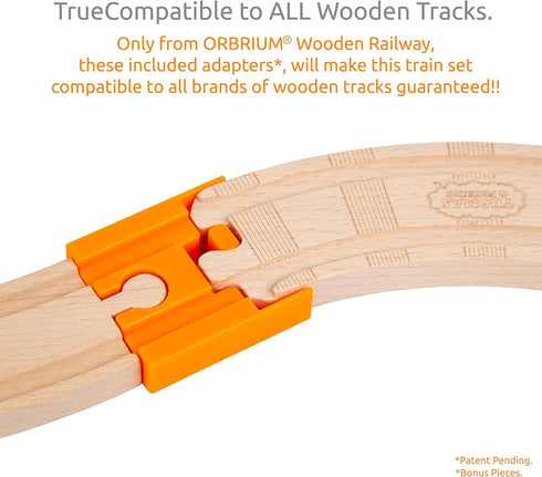 Orbrium Toys 100 Piece Triple Loop Wooden Train Set Track - Fits Thomas Brio