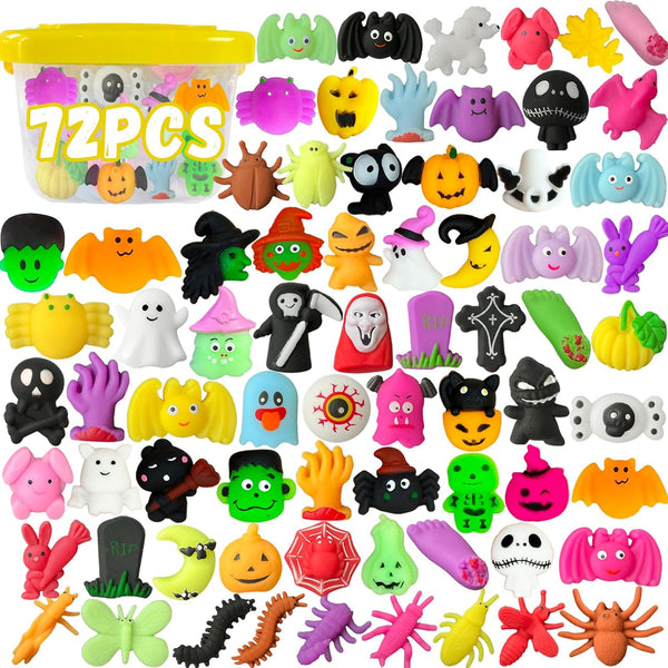 UUSYCUN 72PCS Halloween Mochi Squishy Toys, Squishy Party Favors for Kids, Kawaii Squishies