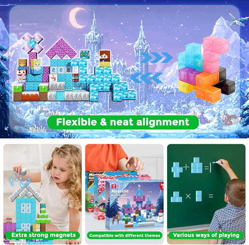 150PCS 3 4 5 6 7 8 9 10 GraceDuck Magnetic Blocks - Magnetic Blocks Build Ice Castle - Magnetics Toys for Montessori