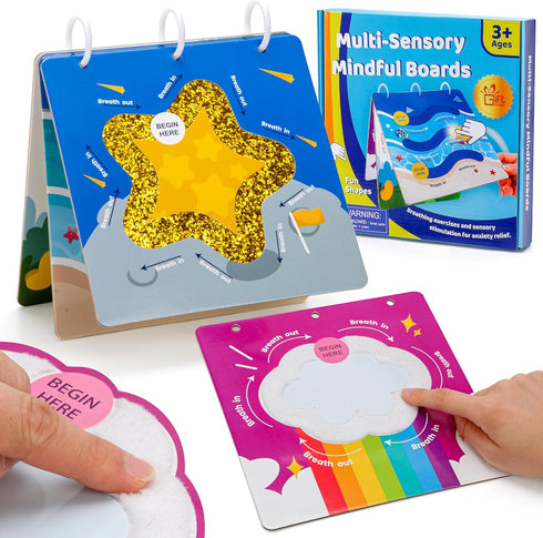 Multi-Sensory Mindful Maze Boards - Textured Sensory Calming Toys for Kids, Finger Path Breathing Board