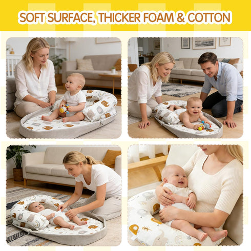 ASCENREST Tummy 2-in-1 Backpack, Time Mat, Convertible to Premium Memory Foam Baby Play Mat, Removable Machine Washable