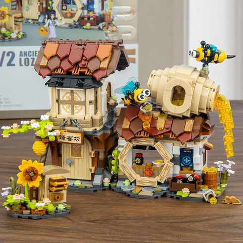 Set, 14+, (1242 HIGH GODO Honey Workshop Mini Building MOC Street View Simulation Architecture Toy, Collectible Gifts