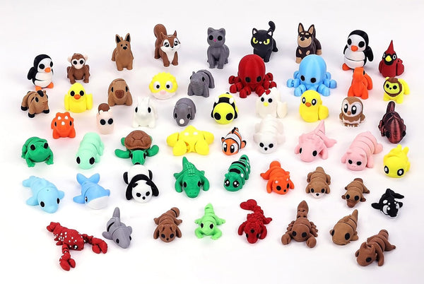 53 PCS Animals Figures, 3D Printed Animals Figurines, Articulated, Fidget Toys, Fun