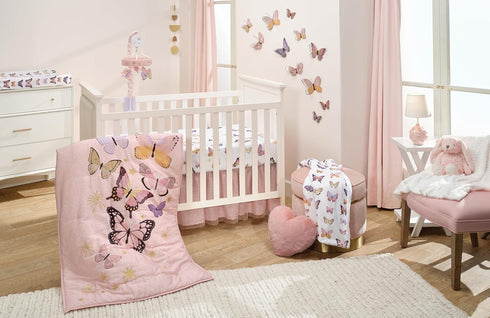 Soft/Cozy Lambs & Ivy Butterfly Dreams Fleece Changing Pad Cover - White