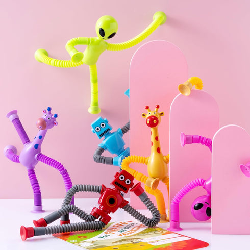 12 Packs JOYIN Valentine's Day Telescopic Suction Pop Tube with Cards, Kids Toys Party Favors, Classroom Exchange Gift