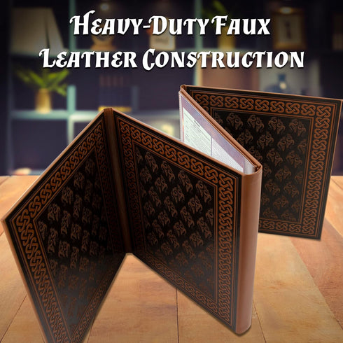 CASEMATIX DM Screen | Faux Leather Embossed GM Screen | Four Panel Folding with Transparent Pockets