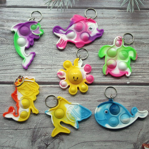 Goodangie00 Summer Bulk Turtle Octopus Dolphin Mermaid Shark Fish Ocean Mini Pop Fidget Toys for Students Prize, Party