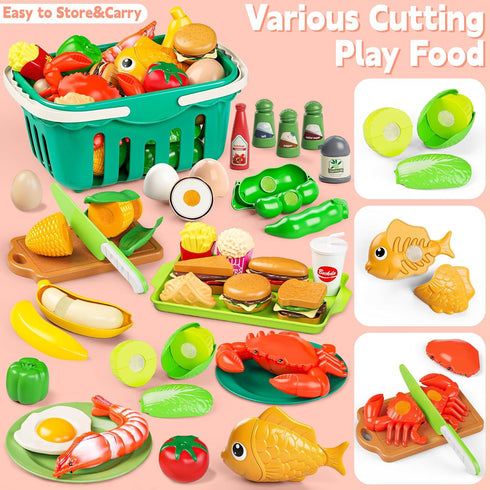 Playset, 168 Toy Play Food, Play Kitchen Accessories, Kitchen Pretend Cooking Play Pots, Pans, Utensils Cookware
