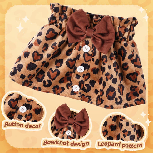 5-Piece 17-22 Inch 3+ BABESIDE Reborn Baby Doll Clothes, Baby Doll Clothes Fits Dolls with Leopard Dress, Headband