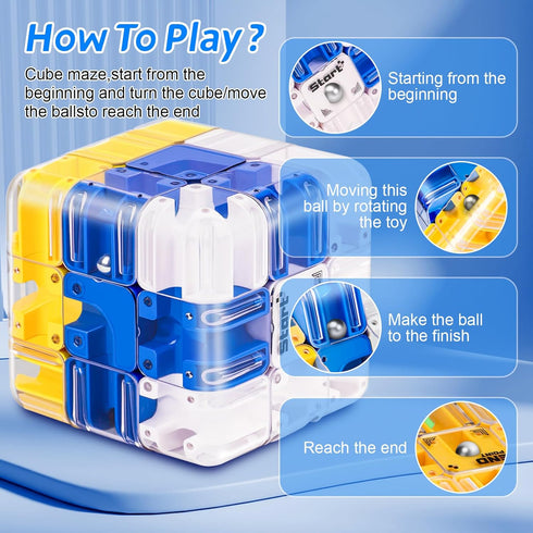 WIESSOC 3D 5-8 8-12, Toys,3D 5 6 7 8 9+ Large Labyrinth Cube Puzzle for Kids Engaging Brain Teaser Toy,Color-Match