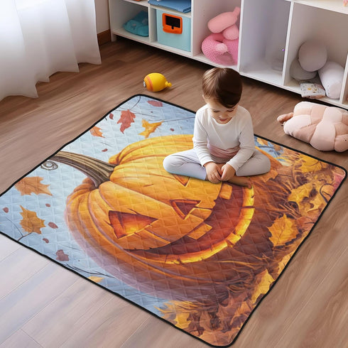 GuoChe Cozy 50'' 50'' Autumn Pumpkin Halloween Harvest Food Soft Thick Baby Activity Play Mat for Indoor Outdoor