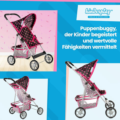 2+ 22.05-Inch KP0280G Baby Doll Stroller | Pram for Girls | Umbrella Stroller for Kids - Lightweight Play Carriage