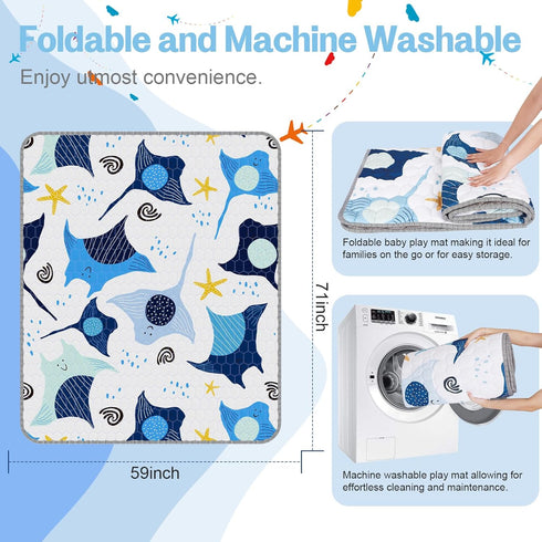 71x59 Inch omzer Baby Play Mat, Large & Thick & Soft Cushioned Playmat for Playpen, Non-Slip Floor Mat for Crawling