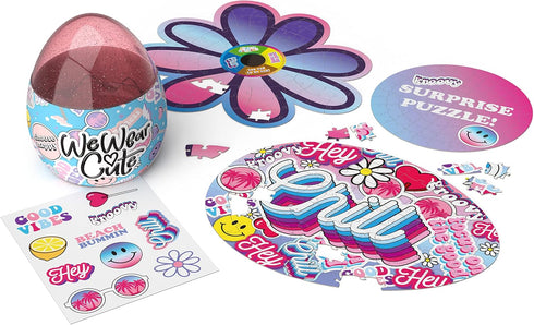 We Wear Cute, 100-Piece Surprise Puzzle in Egg Easter Basket Stuffer with TikTok YouTube Stickers for Kids & Teens