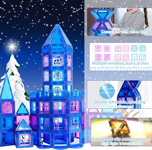 MAGBLOCK 102pcs Magnetic Tiles Frozen Magnet Building for 3-8 Years Old Girls Birthday Gifts
