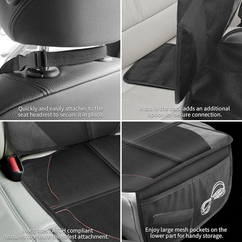 600D 1 Pack Car Seat Protector with Thickest Padding,Waterproof with Storage Pockets,Non-Slip Pets Fabric Child Baby