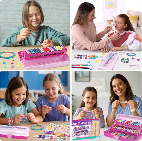 8-12, 3-Layer 6-12, Set TingingYuli Friendship Bracelet Making Kit for Girls DIY String Bracelet Maker with Storage