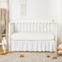 TILLYOU Ruffled Baby Crib Skirt with Pompoms, 28”x 52”, 14'' Drop, White for Girls and Boys