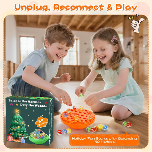 50 1-4 Marble Balance Game - Colorful Marbles with Built-in Storage, Fun Family Challenge for Players, Educational Toy