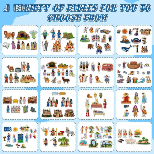 Windkream 16 Pack Sets 16 Felt Board Story Flannel Felt Story Board Pieces with a Multi Functional Pieces Storage