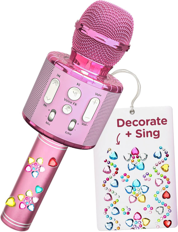 Move2Play Kids Karaoke Microphone, Personalize with Jewel Stickers, Birthday Gift for Ages 3+
