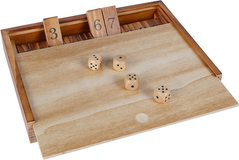 Glintoper Classic Wood Shut The Box & 4 in a Row Tables Game Set, Rustic Coffee Table Decor for Kids Family